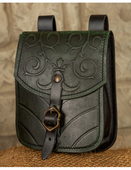Goffredo medieval bag in green leather