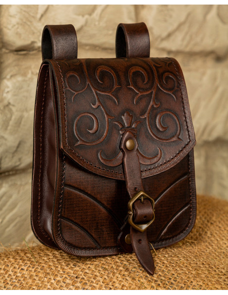 Goffredo medieval bag in dark brown...