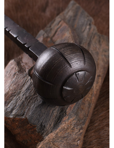 Medieval steel mace with leather...