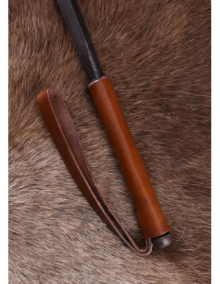 Medieval steel mace with leather...