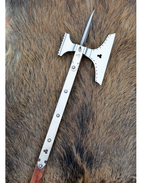 Poleaxe shaft ax with hammer, 15th...