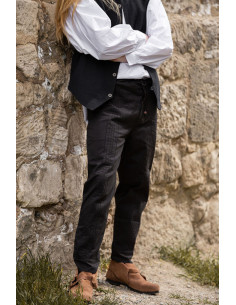 Straight cut medieval pants, black color