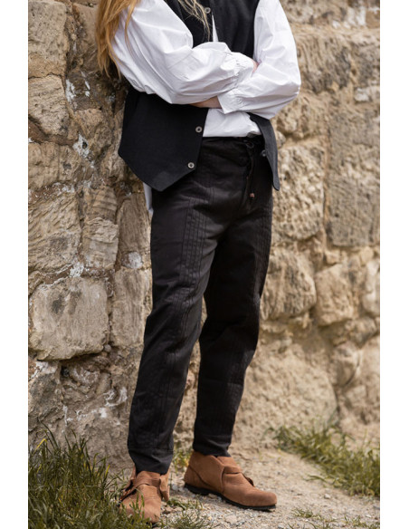 Straight cut medieval pants, black color
