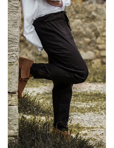 Straight cut medieval pants, black color