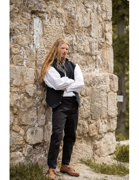 Straight cut medieval pants, black color