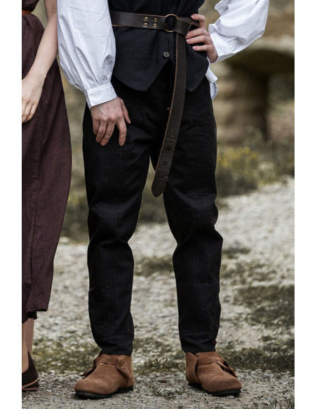 Straight cut medieval pants, black color