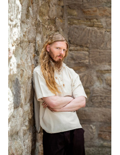 Medieval shirt with short sleeves and ties, natural white 2