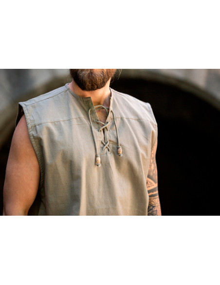 Sleeveless gray medieval shirt, Jean...