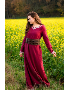 Long Viking dress model Brigida, red color