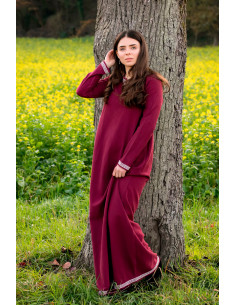 Long Viking dress model Brigida, red color 2