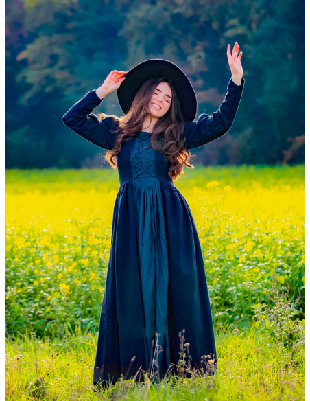 Medusa medieval dress, black-blue