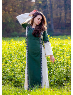 Medieval dress woman model Sophie, Green-white