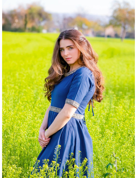 Medieval dress woman Enin, blue color