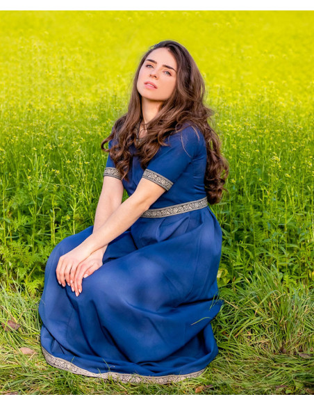 Medieval dress woman Enin, blue color