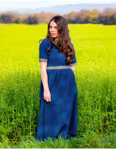 Medieval dress woman Enin, blue color