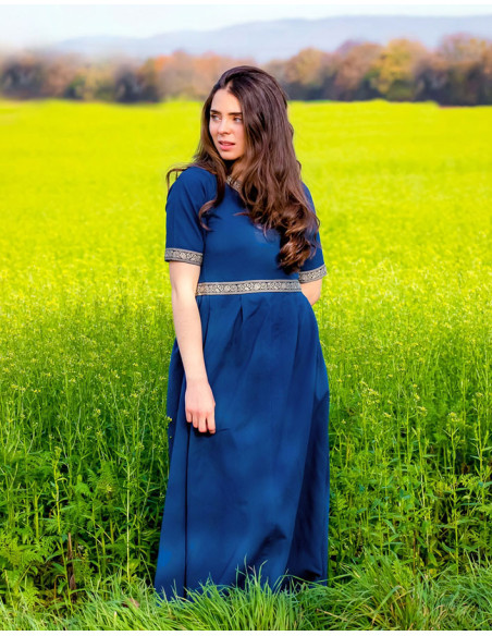 Medieval dress woman Enin, blue color