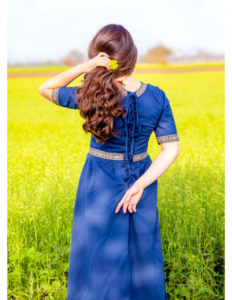 Medieval dress woman Enin, blue color