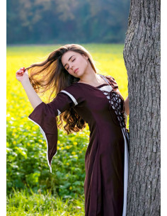 Medieval dress woman Larissa, natural brown-white 2