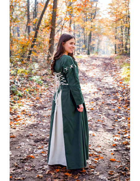 Green-white medieval dress model Larina