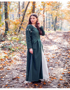 Green-white medieval dress model Larina 2