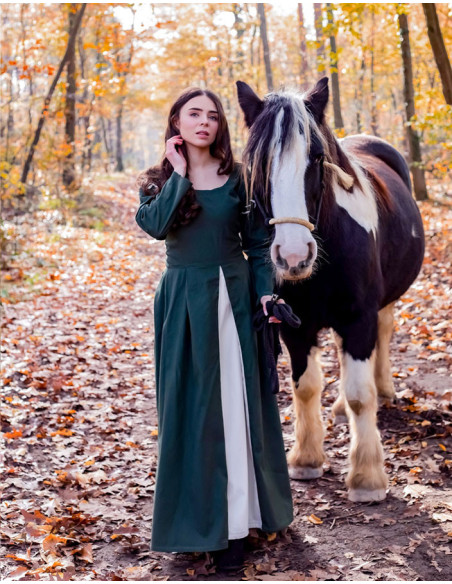 Green-white medieval dress model Larina