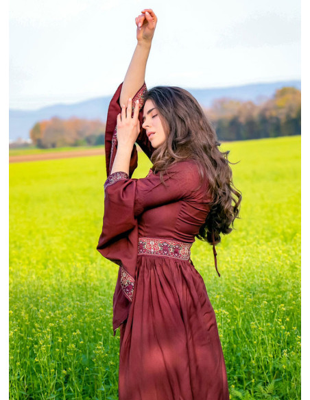 Medieval nobility dress, burgundy red