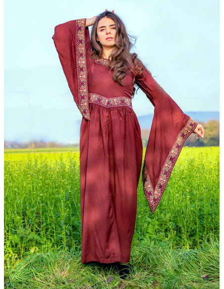 Medieval nobility dress, burgundy red