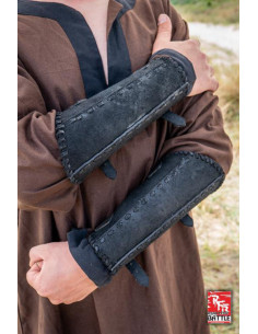 Veteran's medieval bracers, in black leather