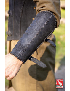 Veteran's medieval bracers, in black leather 2