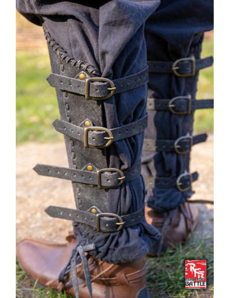 Veteran's medieval greaves, in black...