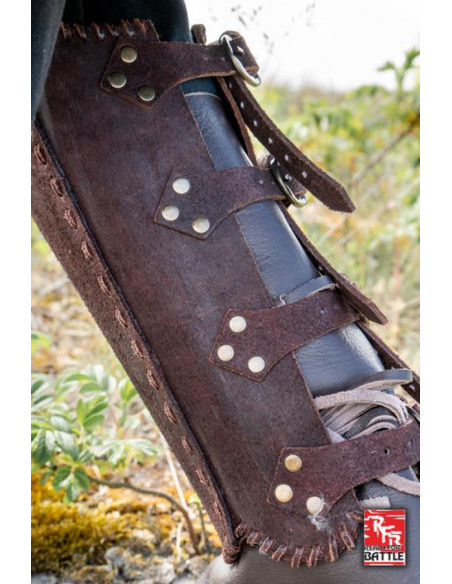 Veteran's medieval greaves, in brown...