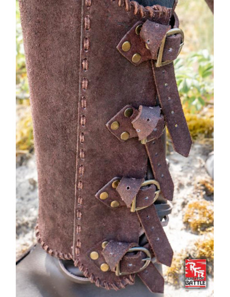 Veteran's medieval greaves, in brown...