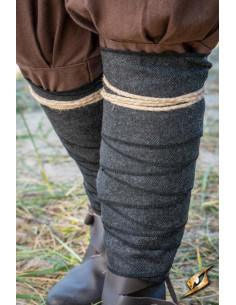 Wool twisted leg warmers with Fishbone Pattern, black 2