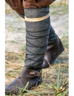 Wool spiral leg warmers with Fishbone Pattern, charcoal gray