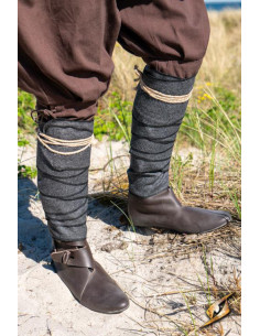 Wool spiral leg warmers with Fishbone Pattern, charcoal gray 2