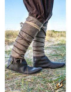 Wool twisted leg warmers with Fishbone pattern, desert beige