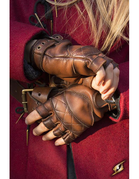Celtic gloves in brown leather,...