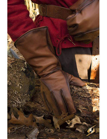 Falcon medieval gloves, brown leather