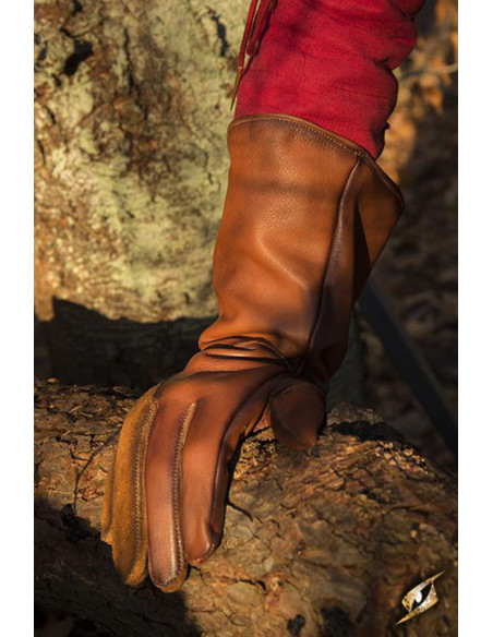 Falcon medieval gloves, brown leather