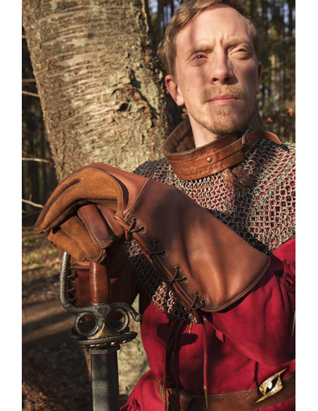 Falcon medieval gloves, brown leather