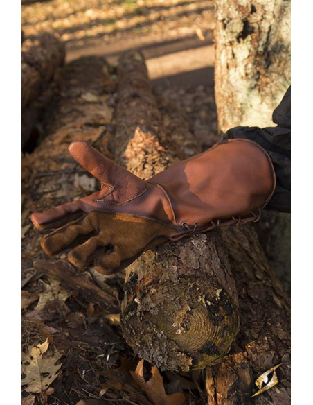 Falcon medieval gloves, brown leather