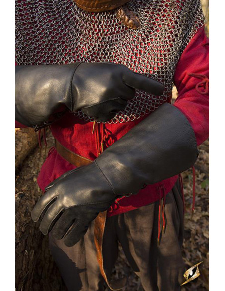 Falcon medieval gloves, black leather