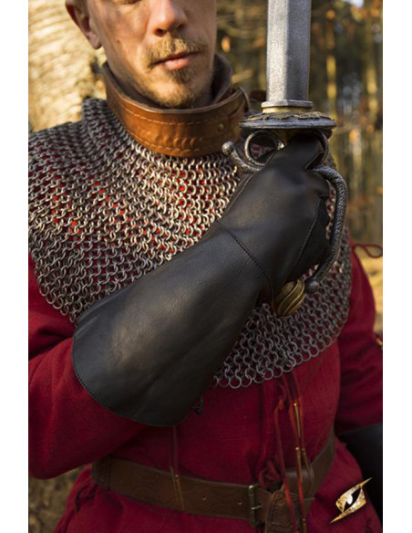 Falcon medieval gloves, black leather