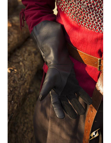 Falcon medieval gloves, black leather
