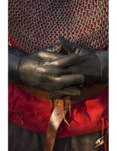 Falcon medieval gloves, black leather