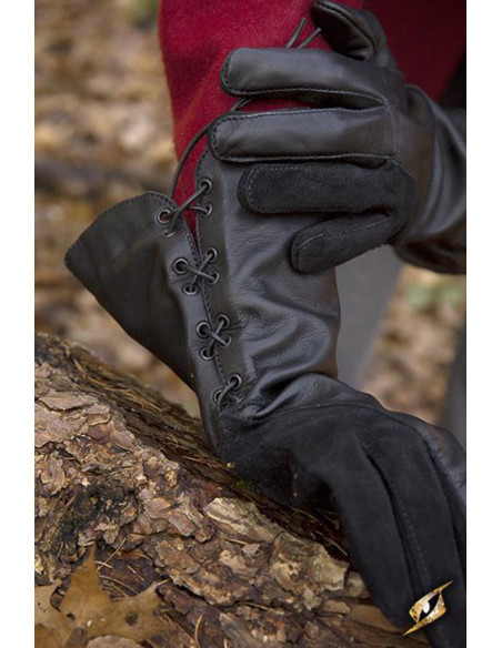 Falcon medieval gloves, black leather