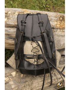 Medieval adventurer backpack in black color