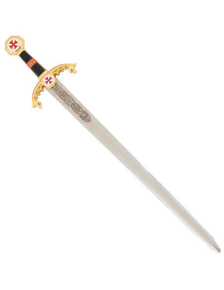 Templar sword letter opener, gold finish