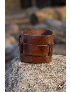 One-strap leather bracelet, brown color 2