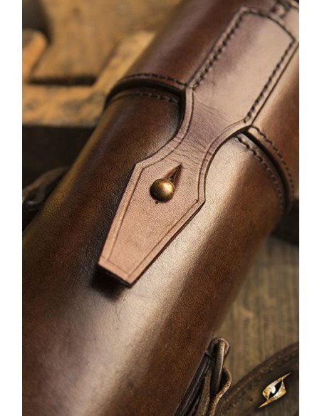 Parchment holder with strap in brown...